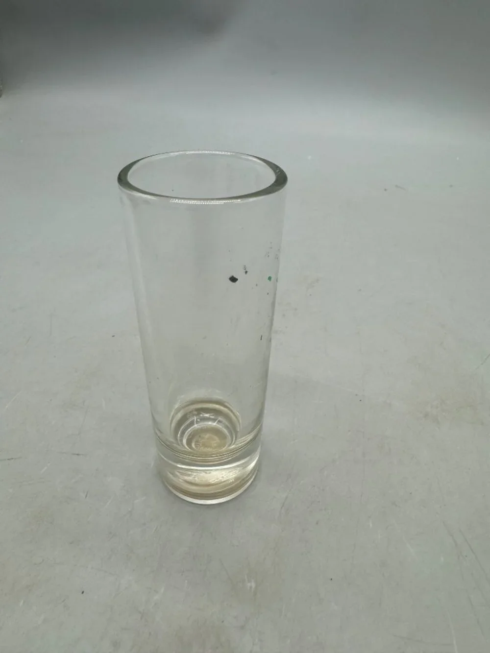 Vintage Clear Glass Shot Glass With Etched Leaf Design READ